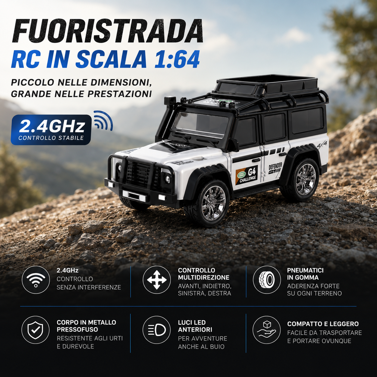 Mini Rover RC 4x4 scala 1:64