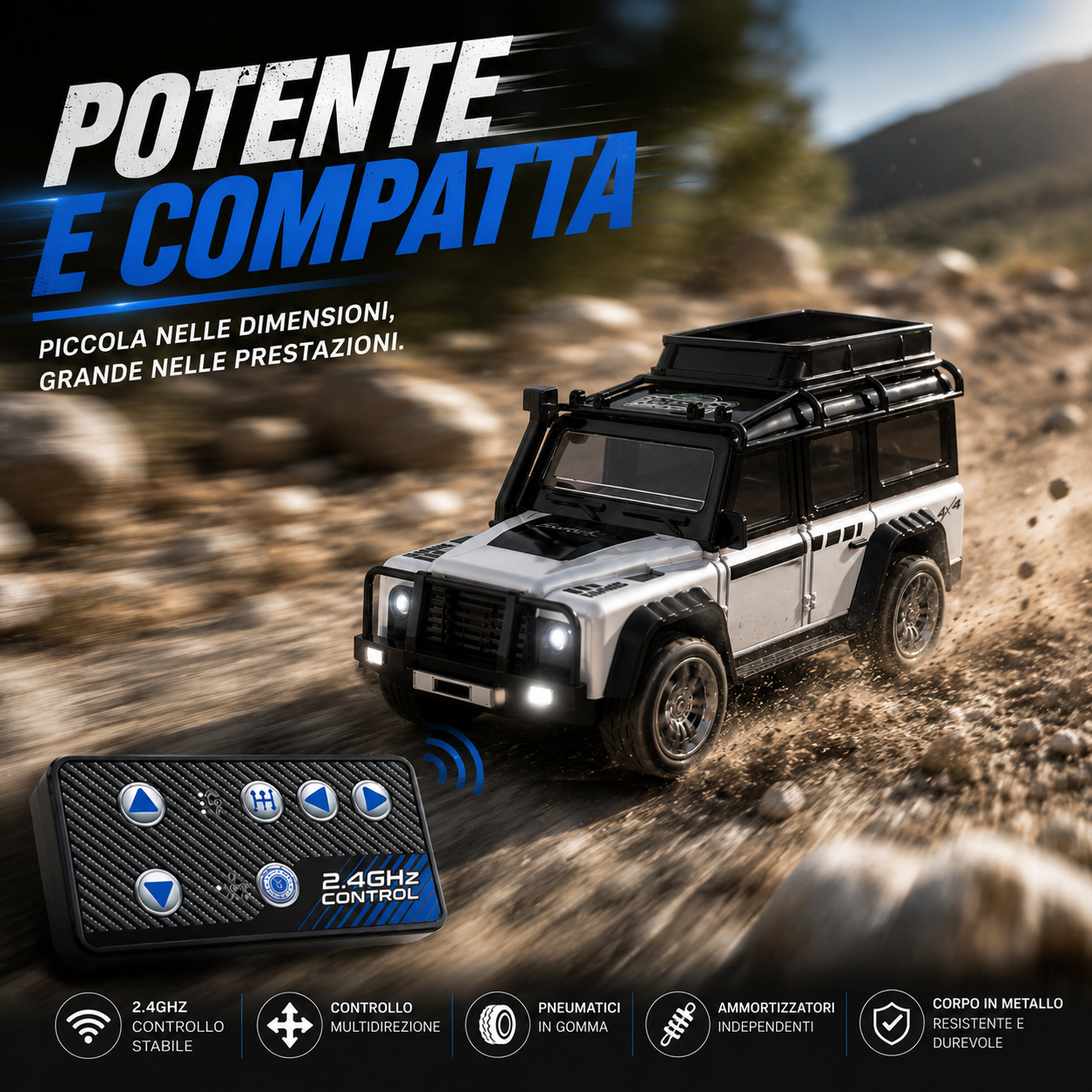 Mini Rover RC 4x4 scala 1:64